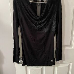 Chic Black Cowl Neck Blouse